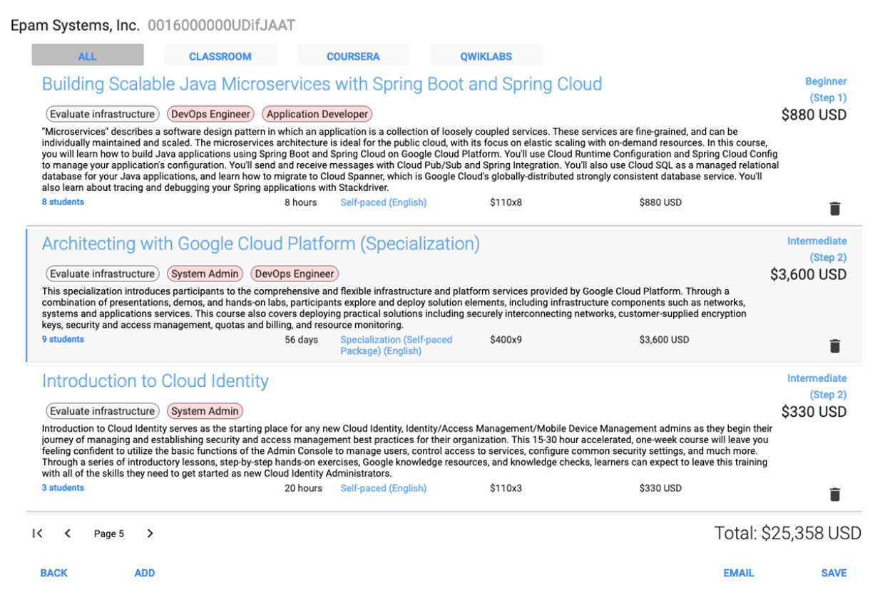 The previous Google Cloud Learning platform interface before the redesign
